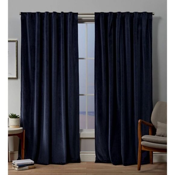 Open Box - Exclusive Home - Set of 2 (84"x54") Velvet Back Tab Ligh Navy - Picture 1 of 4